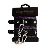 Черно-фиолетовые скругленные наручники с мягкой подкладкой - Crazy Handmade - купить с доставкой в Обнинске Черно-фиолетовые скругленные наручники с мягкой подкладкой - Crazy Handmade - купить с доставкой в Обнинске