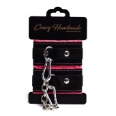 Черно-розовые скругленные наручники с мягкой подкладкой - Crazy Handmade - купить с доставкой в Обнинске Черно-розовые скругленные наручники с мягкой подкладкой - Crazy Handmade - купить с доставкой в Обнинске