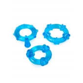 Набор из 3 синих эрекционных колец с различным рельефом - Erowoman-Eroman - в Обнинске купить с доставкой