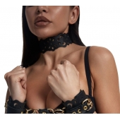 Черный ажурный чокер с золотистой фурнитурой - Crazy Handmade - купить с доставкой в Обнинске