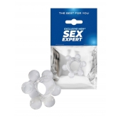 Прозрачное эрекционное кольцо с 6 стимулирующими шариками - Sex Expert - в Обнинске купить с доставкой
