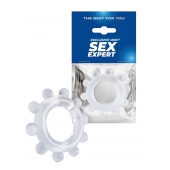 Прозрачное эрекционное кольцо со стимулирующими шариками - Sex Expert - в Обнинске купить с доставкой