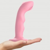 Розовая насадка-стимулятор Strap-On-Me Tapping Dildo Wave - Strap-on-me - купить с доставкой в Обнинске