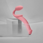 Розовый безремневой страпон Strap-on-me Semi-Realistic Bendable Strap-On size L - Strap-on-me - купить с доставкой в Обнинске