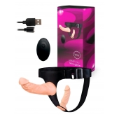 Женский страпон с 2 насадками, вибрацией и пультом ДУ - Erowoman-Eroman - купить с доставкой в Обнинске