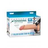 Телесный пустотелый фаллопротез 5’’ Hollow Silicone Strap-On - 14 см. - Pipedream - купить с доставкой в Обнинске