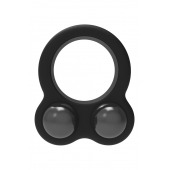 Черное эрекционное кольцо с утяжелителями Cockring Dual Weight - Dream Toys - в Обнинске купить с доставкой