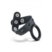 Черное эрекционное кольцо с подхватом мошонки на кнопках VS6 - Blush Novelties - в Обнинске купить с доставкой