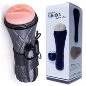 Телесный мастурбатор-вагина в черной колбе с вибрацией - Boys of Toys - в Обнинске купить с доставкой