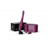 Фиолетовая секс-машина с функцией нагрева, насадками и присоской Sesh - Zalo - купить с доставкой в Обнинске