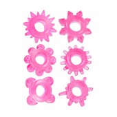 Набор из 6 розовых эрекционных колец с различным рельефом - Erowoman-Eroman - в Обнинске купить с доставкой