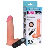 Фаллическая насадка Харнесс UNICOCK 5,5  с вибрацией - 17 см. - LOVETOY (А-Полимер) - купить с доставкой в Обнинске