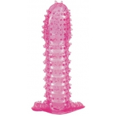 Гелевая розовая насадка с шипами - 12 см. - Toyfa Basic - в Обнинске купить с доставкой