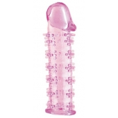 Гелевая розовая насадка на фаллос с шипами - 12 см. - Toyfa Basic - в Обнинске купить с доставкой