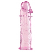 Гладкая розовая насадка с усиками под головкой - 12,5 см. - Toyfa Basic - в Обнинске купить с доставкой