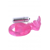Розовая вибронасадка со стимулятор клитора   Язычок - Toyfa Basic - в Обнинске купить с доставкой
