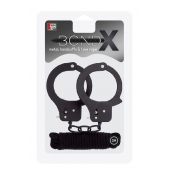 Чёрные наручники из листового металла в комплекте с веревкой BONDX METAL CUFFS LOVE ROPE SET - Dream Toys - купить с доставкой в Обнинске