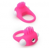 Розовое эрекционное кольцо с щеточкой LIT-UP SILICONE STIMU RING 5 - Dream Toys - в Обнинске купить с доставкой