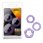 Набор из 3 фиолетовых эрекционных колец Stay Hard Beaded Cockrings - Blush Novelties - в Обнинске купить с доставкой