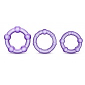 Набор из 3 фиолетовых эрекционных колец Stay Hard Beaded Cockrings - Blush Novelties - в Обнинске купить с доставкой
