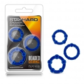 Набор из 3 синих эрекционных колец Stay Hard Beaded Cockrings - Blush Novelties - в Обнинске купить с доставкой