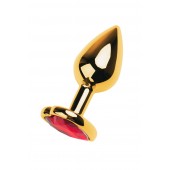 Золотистая анальная пробка с кристаллом-сердцем - 7,5 см. - ToyFa - купить с доставкой в Обнинске