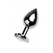 Серебристая анальная пробка с прозрачным кристаллом-сердцем - 8 см. - ToyFa - купить с доставкой в Обнинске