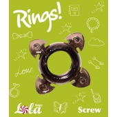 Чёрное эрекционное кольцо Rings Screw - Lola Games - в Обнинске купить с доставкой