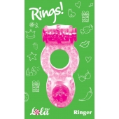 Розовое эрекционное кольцо с вибрацией Rings Ringer - Lola Games - в Обнинске купить с доставкой