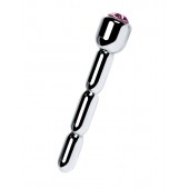 Серебристый уретральный плаг со стразом - 7 см. - ToyFa - купить с доставкой в Обнинске