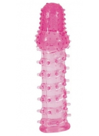 Розовая насадка с нежными шипами - 13,5 см. - Toyfa Basic - в Обнинске купить с доставкой