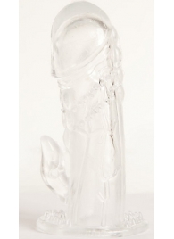 Прозрачная гелевая насадка с клиторальным отростком - 13 см. - Toyfa Basic - в Обнинске купить с доставкой
