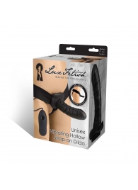 Чёрный полый страпон с вибрацией Unisex Vibrating Hollow Strap-On - 14 см. - Lux Fetish - купить с доставкой в Обнинске