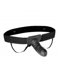 Чёрный полый страпон с вибрацией Unisex Vibrating Hollow Strap-On - 14 см. - Lux Fetish - купить с доставкой в Обнинске