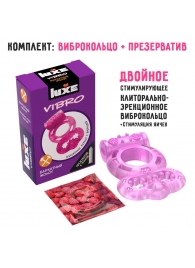 Розовое эрекционное виброкольцо Luxe VIBRO  Бархатный молот  + презерватив - Luxe - в Обнинске купить с доставкой