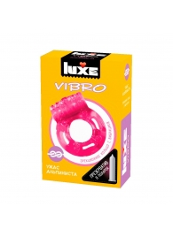 Розовое эрекционное виброкольцо Luxe VIBRO  Ужас Альпиниста  + презерватив - Luxe - в Обнинске купить с доставкой