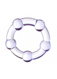 Фиолетовое эрекционное кольцо на пенис с бусинами - Штучки-дрючки - в Обнинске купить с доставкой