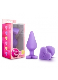 Фиолетовая анальная пробка Naughty Candy Heart Do Me Now - 8,9 см. - Blush Novelties - купить с доставкой в Обнинске