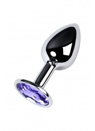 Серебристая конусовидная анальная пробка с фиолетовым кристаллом - 7 см. - ToyFa - купить с доставкой в Обнинске