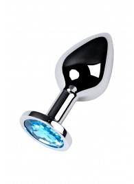 Серебристая конусовидная анальная пробка с голубым кристаллом - 8 см. - ToyFa - купить с доставкой в Обнинске