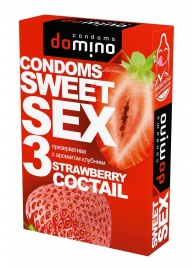 Презервативы для орального секса DOMINO Sweet Sex с ароматом клубничного коктейля  - 3 шт. - Domino - купить с доставкой в Обнинске