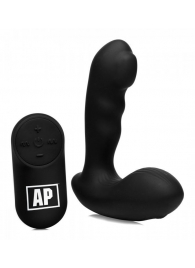 Черный стимулятор простаты Alpha-Pro 7X P-Milker Silicone Prostate Stimulator with Milking Bead - XR Brands - в Обнинске купить с доставкой