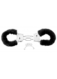 Меховые чёрные наручники Beginner s Furry Cuffs - Pipedream - купить с доставкой в Обнинске