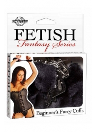 Меховые чёрные наручники Beginner s Furry Cuffs - Pipedream - купить с доставкой в Обнинске