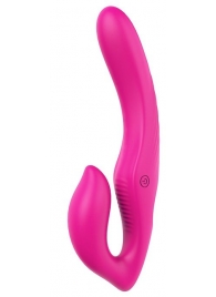 Ярко-розовый безремневой страпон REMOTE DOUBLE DIPPER - 22 см. - Dream Toys - купить с доставкой в Обнинске