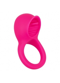 Ярко-розовое эрекционное кольцо Silicone Rechargeable Teasing Tongue Enhancer - California Exotic Novelties - в Обнинске купить с доставкой