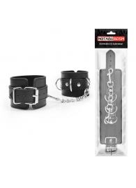 Черные наручники с металлическими застежками и цепочкой - Notabu - купить с доставкой в Обнинске