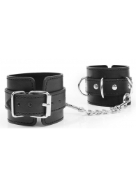 Черные наручники с металлическими застежками и цепочкой - Notabu - купить с доставкой в Обнинске