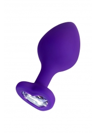 Фиолетовая анальная втулка Diamond Heart с прозрачным кристаллом - 8 см. - ToyFa - купить с доставкой в Обнинске