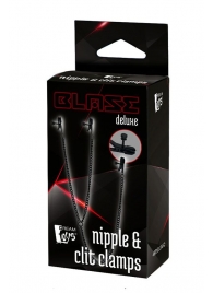 Черные зажимы на соски и клитор на цепочке DELUXE NIPPLE   CLIT CLAMPS - Dream Toys - купить с доставкой в Обнинске